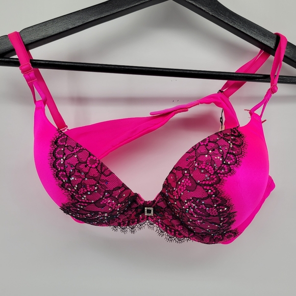 Victoria's Secret Miraculous Plunge Elegant Pink Lace Women's Bra 36A - Picture 1 of 5